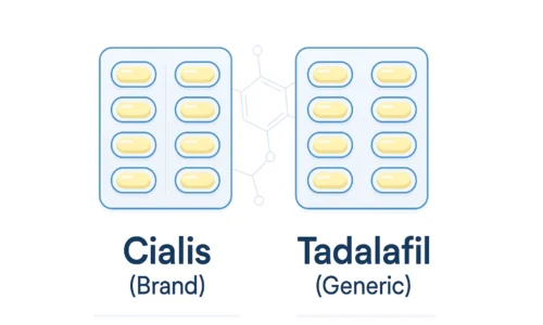 Cover illustration for article explaining whether Tadalafil is a generic or brand name.