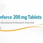 Clean educational illustration showing generic tablets with medical research elements representing Cenforce 200 mg tablets overview.