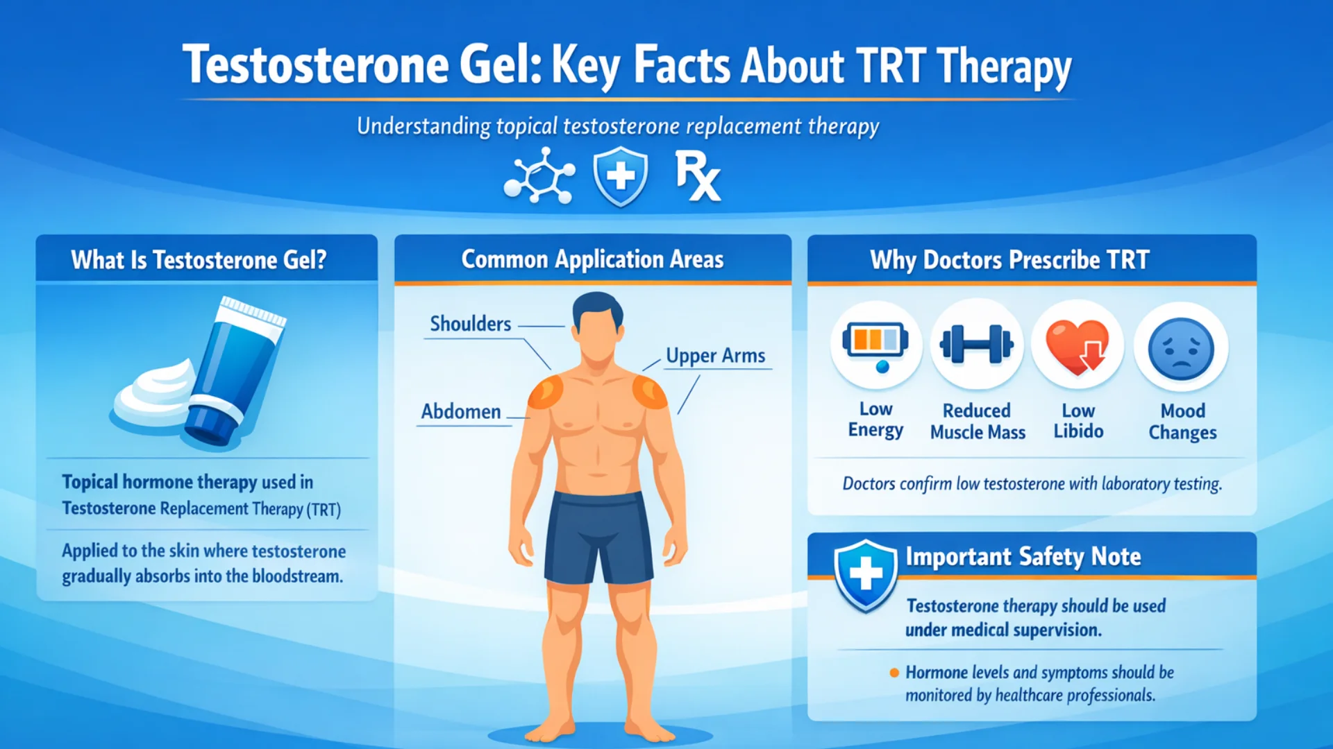 Educational graphic about men's hormone health and topical therapy options